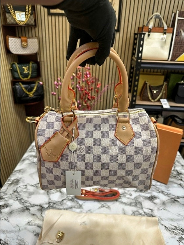 Classic Checkered Canvas Handbag