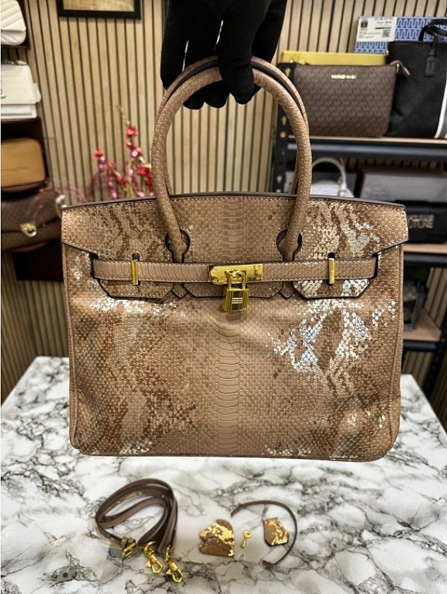 Elegant Faux Python Leather Tote Bag