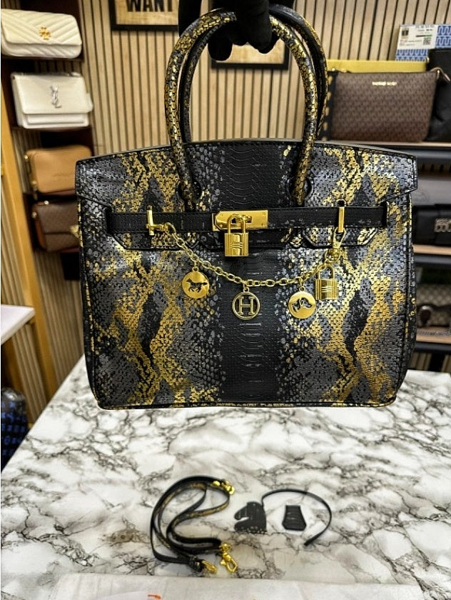 Elegant Faux Python Leather Tote Bag