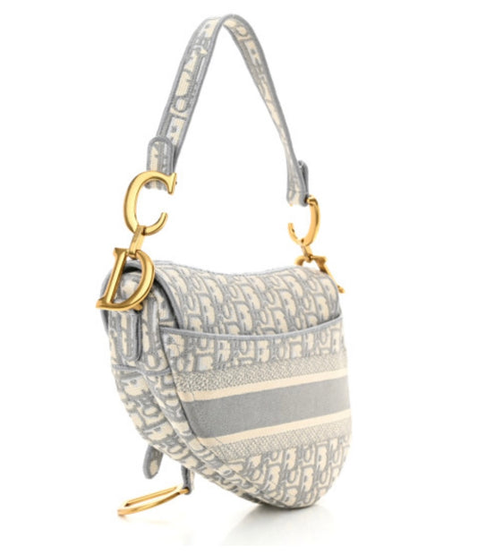 Monogram Saddle Bag in Gray Canvas